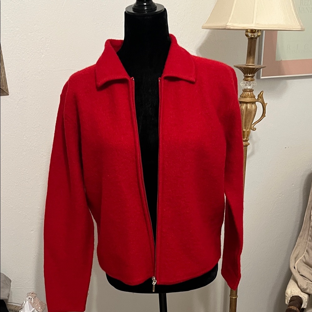Karen Scott Women's Vibrant Red Bomber Jacket